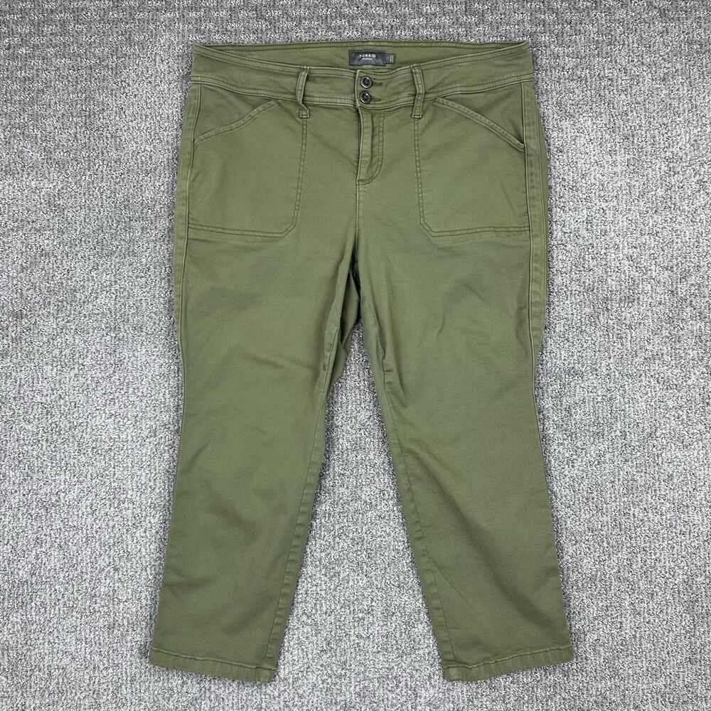 Torrid Pants Womens 18 Plus Green Chino Twill Stretch Ankle Pockets Casual